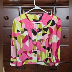 Vintage, Linen Geometric Jacket, Sz.10P